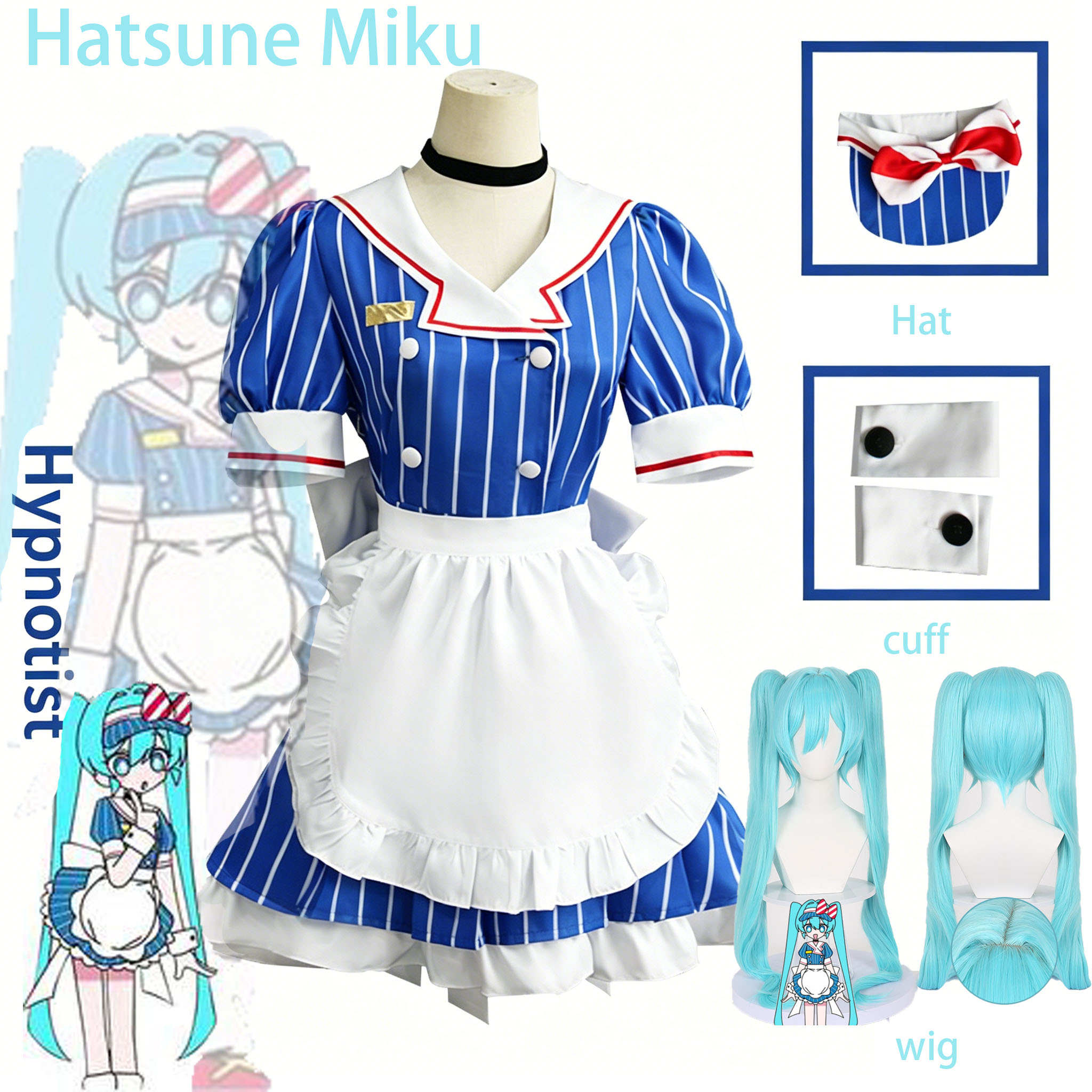 Cosplay Duo Anime - Anime Hypnotist Maid Uniform Cosplay Pełny