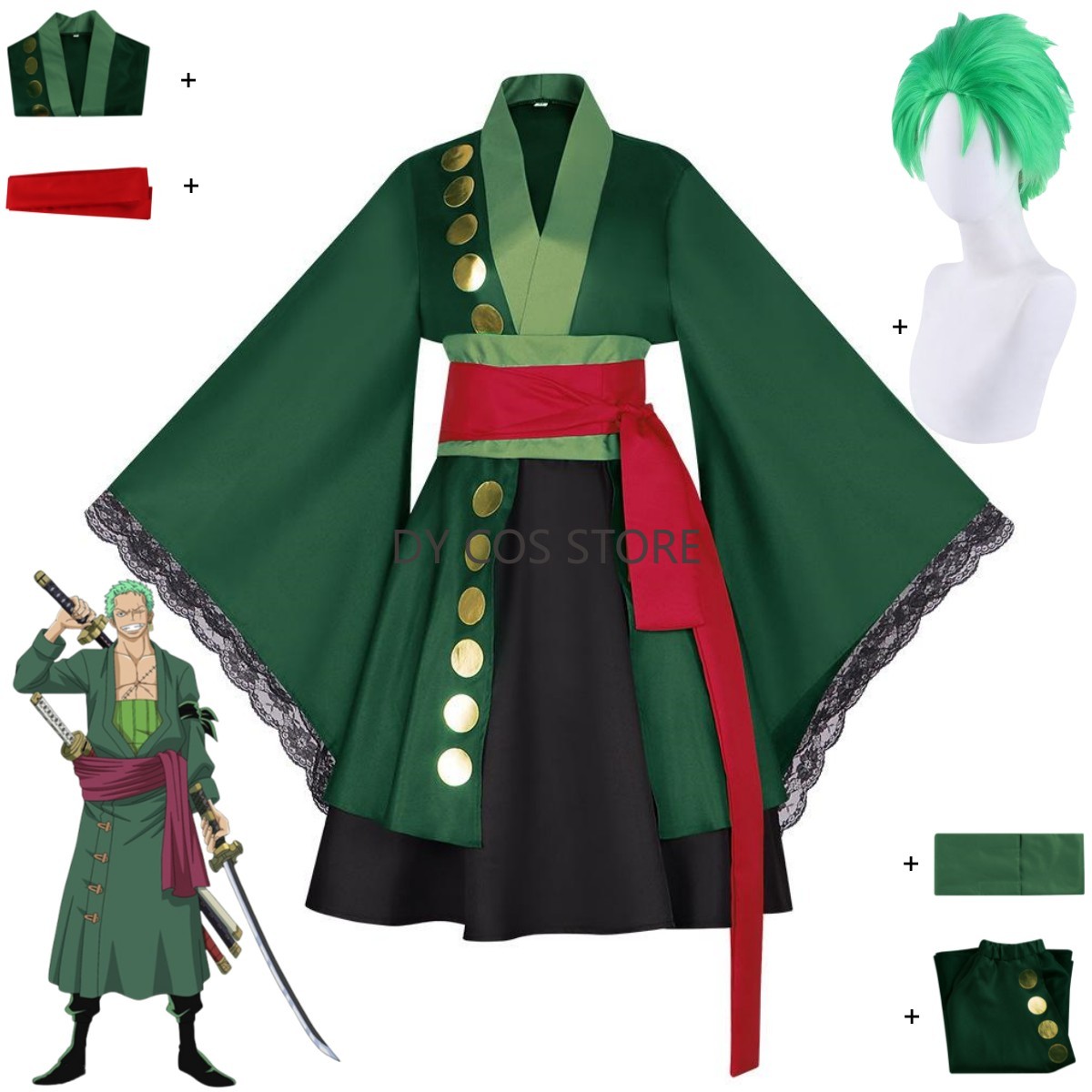 Anime Zoro Cosplay Female - Kostium Cosplay Anime Roronoa Zoro Wano