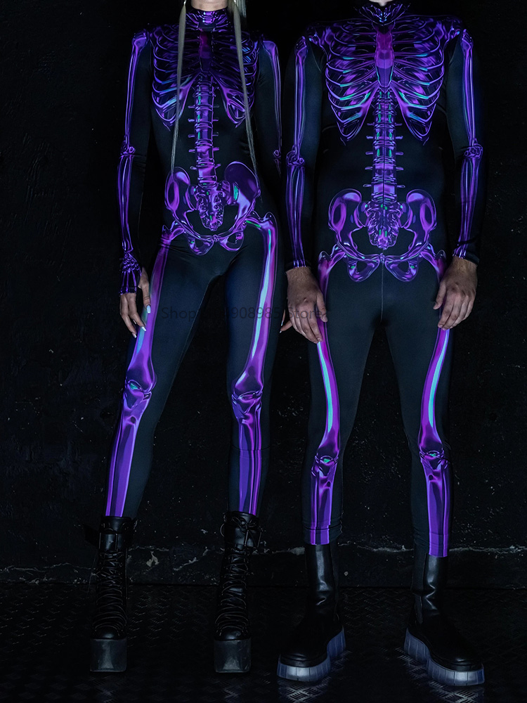 Anime Cosplay Couple - Kostium Zentai Czaszka Szkieletu Ludzkiego Halloween