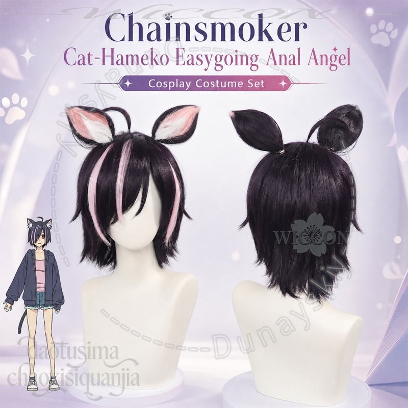 Anime Chainsmoker Kot Cosplay  – Cosplay Anime Pink Hair recenzja i cena