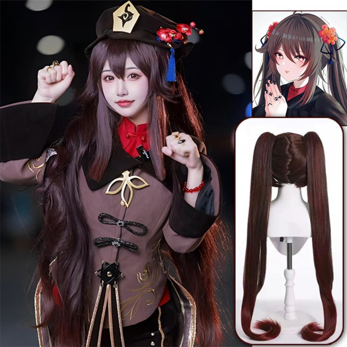 Peruka do cosplayu Hu Tao z Ge – Cosplay Duo Anime recenzja i cena